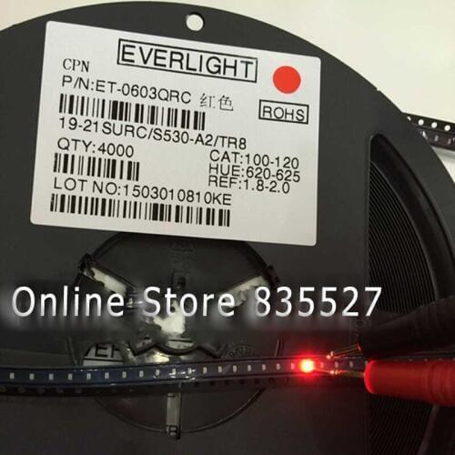 1000PCS/LOT 1608 0603 red SMD LED lamp beads super bright LED light emitting diode