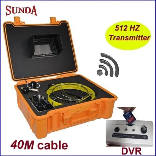 40meter cable 512hz transmitter built in camera drain pipe inspection camera 23mm head camera dvr recording ABS yellow box