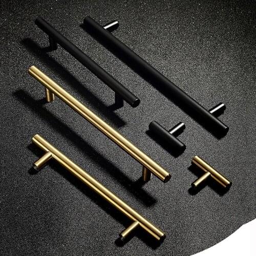 5pcs/lot Black/ Gold Stainless Steel Cabinet Handle T bar Handles for drawer Furniture Door Handle Kitchen Cabinet Pulls