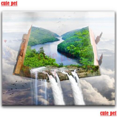 Living room decoration art Painting in the book Landscape diy diamond Painting 5d diamond Mosaic square round diamond embroidery