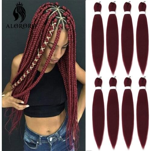 Alororo Red Jumbo Braids Extensions 26inch Synthetic Braiding Hair Pre Stretched Afro Pink Black Blue Grey Box Braids Fake Hair