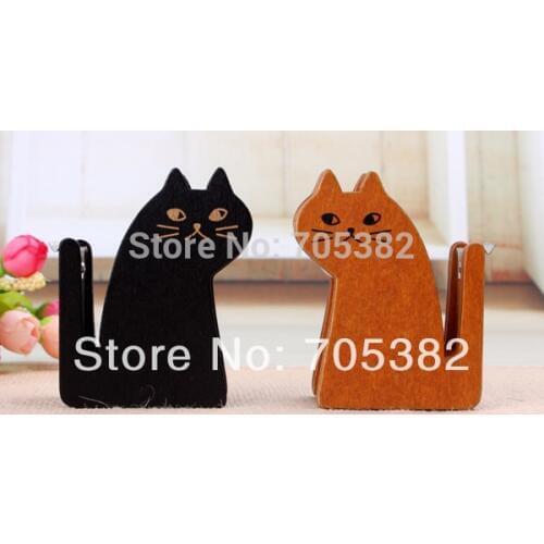 Without tape) 1pc/lot Cute cat shape wooden Tape Dispenser Kawaii Tapes dispensers Good quality (ss-232)