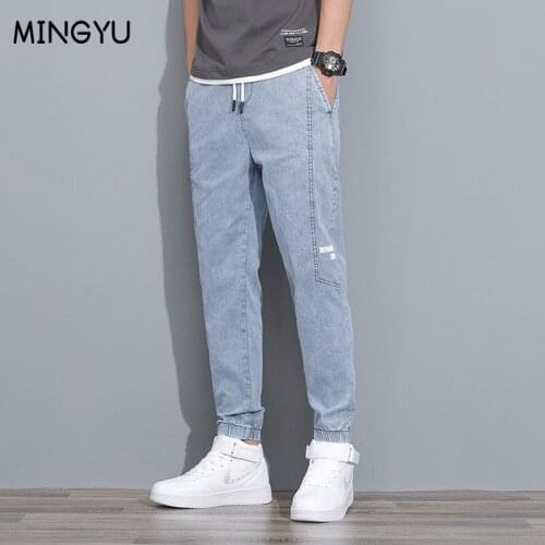 Summer New Casual Pants Mens Cotton Slim Slimming Fashion Gray Blue Black Comfortable Trousers Mens Brand Clothing