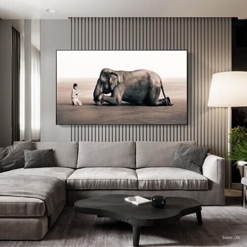 Buddha Modern Canvas Painting Nordic Poster And Prints Zen Home Decor Artwork Elephant religion Art Wall Picture For Living Room