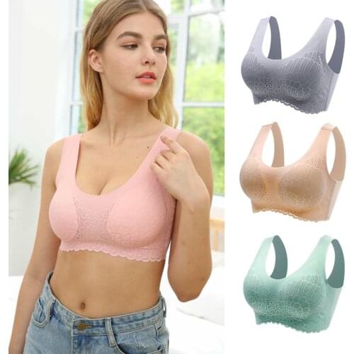 Bras For Women Latex BH Push Up Bralette Seamless Bra With Pad Vest Top Wireless Sexy Underwear Ladies Brassiere Lace Plus Size