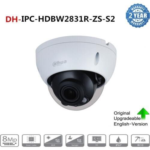 Dahua 8MP POE Lite IR Vari-focal IP Camera IPC-HDBW2831R-ZS WDR IR Dome Network Camera 2.7~13mm motorized lens 25/30fps@8MP