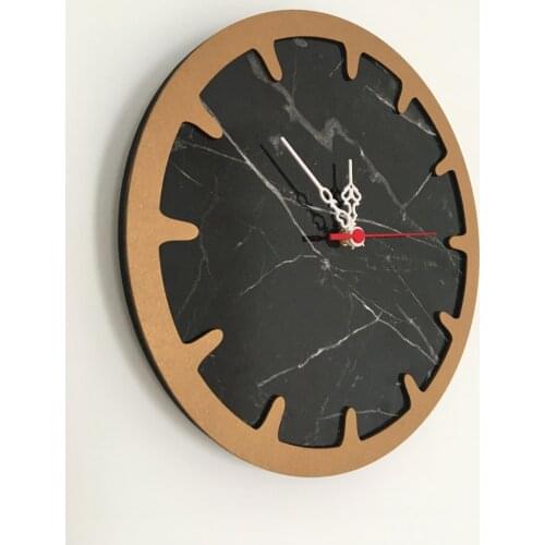 North Designed Bendir Gold Bar Decorative Wall Clock 30 Cm