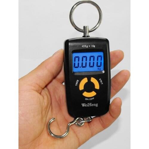 By dhl 100pcs WH-A05L 45kg/10g LCD Portable Digital Electronic Scale Pocket Luggage Hanging Fishing Hook Balance Scale lb oz kg