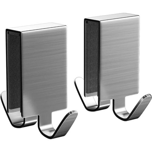 2 Pack Double-sided Shower Door Hooks 304 Stainless Steel Hanger Glass Hooks Frameless Bathroom Hanger for 6-12mm Thicknes Glass