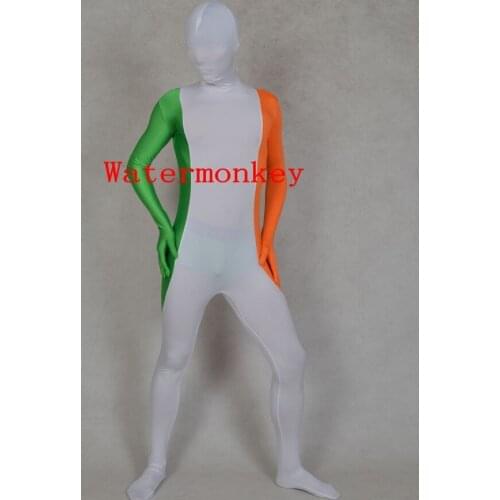 Fancy full bodysuit Dress Ireland Flag Zentai Second Skin Suit Costume Spandex jumpsuit