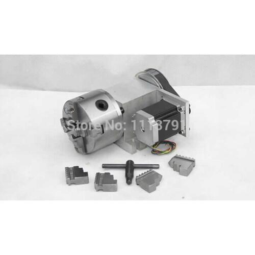 CNC Router Rotational Axis, the 4th Axis, A axis for the engraving machine,K12 100mm 4-jaw Scroll Chuck