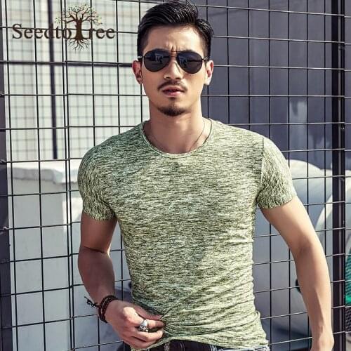 Summer Mens T-shirt Mens Casual Short Sleeved Round Neck Bottoming Shirt