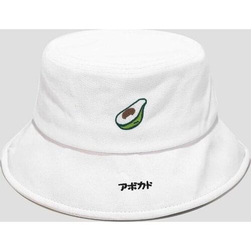 Cotton Avocado Embroidery Bucket Hat Fisherman Hat Outdoor Travel Hat Sun Cap Hats for Men and Women 366
