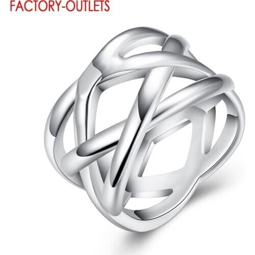 Beautiful Price Original 925 Sterling Silver Round Rings Fashion Jewelry Accessory Fishnet Shape Wedding Rings For Women Girls