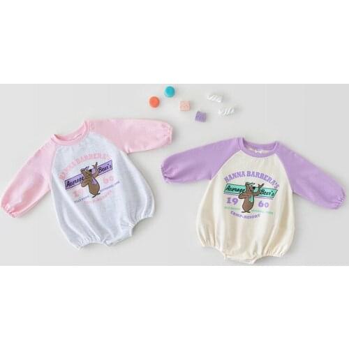 2021 New Baby Girl Bodysuit Cartoon Print Boys Long Sleeve Clothes Cute Newborn Cotton Onesie Infant Toddler Clothing