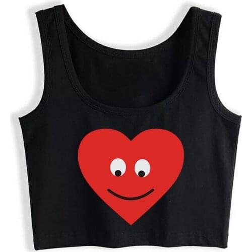 Crop Top Female heart head Humor White Custom Tops Women