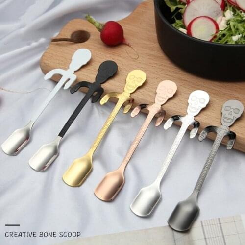 Cartoon Hanging Cup Spoon Creative Stirring Spoon Coffee Spoon 304 Stainless Steel Skull Spoon Mug Spoon