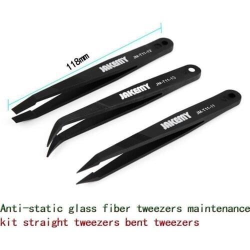 3Pc Anti-static Tweezers Set Triad Fix Repair Tool Kit Flat/Pointed/Curved Forceps Maintenance Tools
