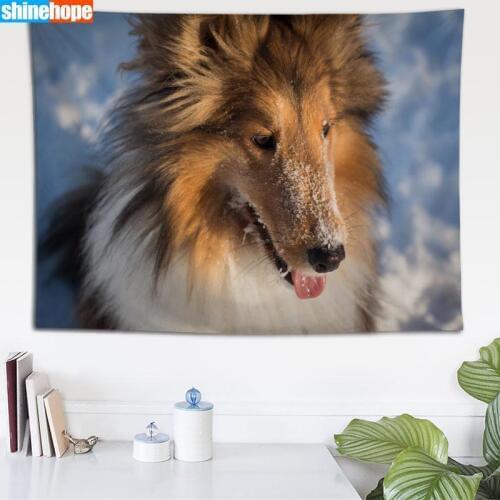 Sheltie Tapestry Dogs Wall Hanging Wall Tapestry Psychedelic Farmhouse Decor Dorm Room Wall Carpet Wall Blanket