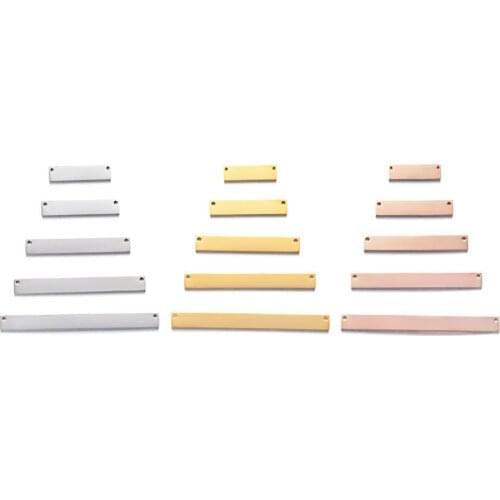 Stainless Steel Mirror Polish Rectangle Pendant 5x15/20/25/30/40mm Blank Bar Two Holes in Side DIY Jewelry Accessories 15pcs