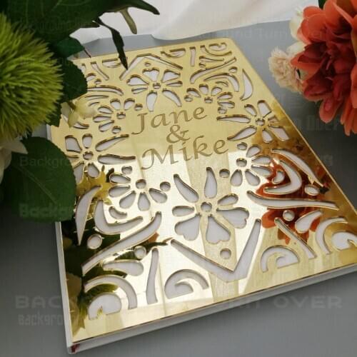 Personalized Wedding Guest Book Album Custom Signatur Oval White Blank Inner Page Mirro Names Date Bridal Party Gift Decor G009