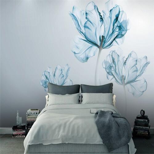 Custom 3d nordic photo painting wallpaper fashion modern transparent flower minimalism background wall mural for home decorating