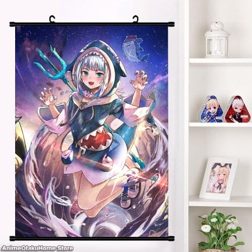 HOT Anime Cute Hololive VTuber YouTuber Gawr Gura HD Wall Scroll Painting Girls Persona Poster Home Decor Collectible Art Gift