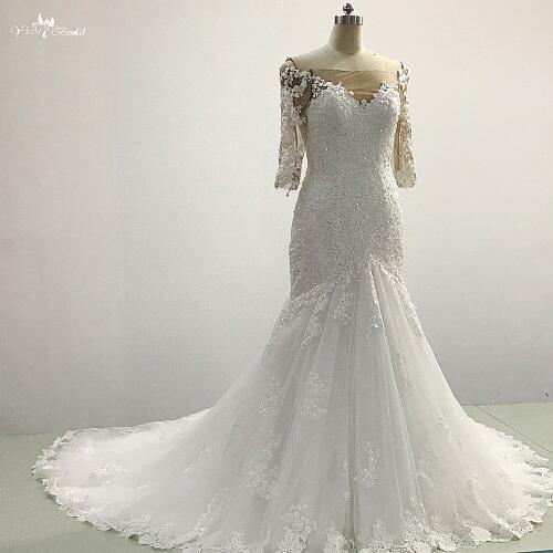 RSW1462 Mermaid Off Shoulder Wedding Dress With Sleeves