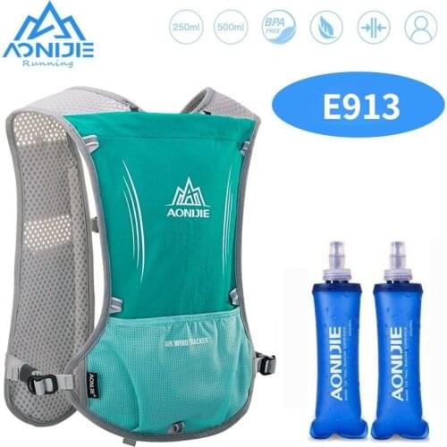 AONIJIE E913 5L Hydration Backpack Bag 250ml Vest Harness with Water Bladder 250ml Soft Flask Hiking Camping Running Marathon