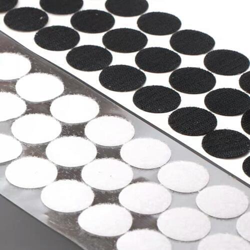 100Pairs Self Adhesive Fastener Tape 10/15/20/25/30mm Strong Glue Dots Sticker Hook And Loop White Black Round Coins Nylon Tape