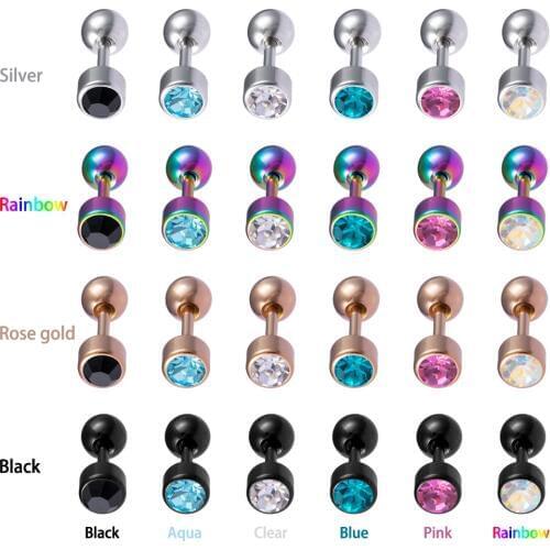 1 Pair Cartilage Stud Women Helix Piercing Ear Piercing Body Jewelry Trendy Stainless Steel Cartilage Earrings Barbell Earrings
