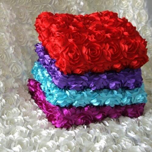 1.5*0.95M Wedding Three-dimensional Rose Fabric 3D Flower Sign-in Table Cloth Stage Carpet Background Veils Party Festival Decor