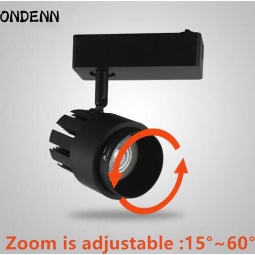 Zoom 15W 25W 35W LED focusing track light home, commercial background wall COB rail spotlight Zoom is adjustable 15~60 degree