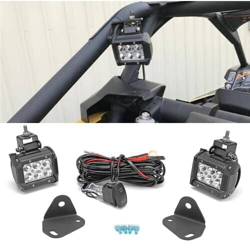 18W LED Light Pod Flag Rear Mount Reversible Bracket For Can am Maverick X3 Max 2017-2020 Lighting Exterior