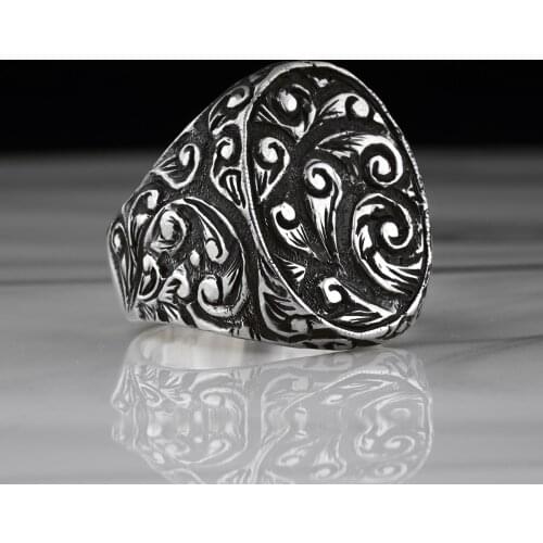 Turkey Jewelry Ring Men 925 Sterling Real Pure Silver Mens Rings Vintage Punk Thai Silver Simple Signet Ring Gift