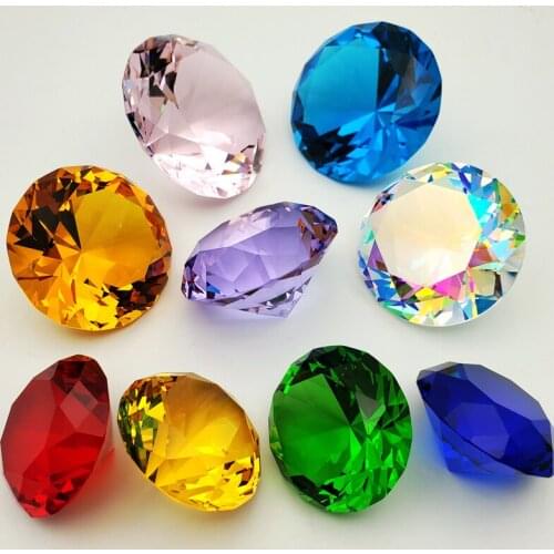 40mm 1pcs color Clear Crystal Diamond Cut Glass Jewelry Crystal Paperweight Wedding Decoration Home Glass Diamond child gift