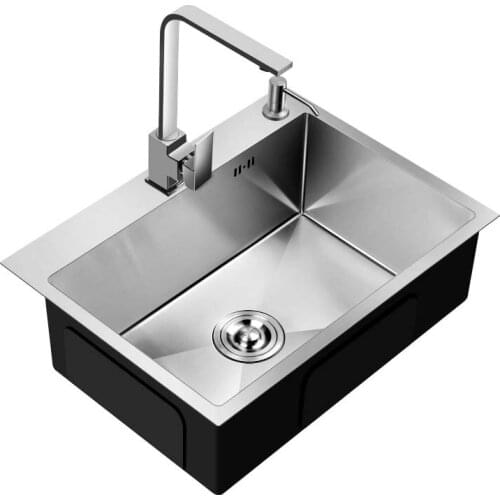 Jiumuwang 4mm Thickened Stainless Steel Hand-made Sink Single Trough Kitchen Under Counter Basin Wash Basin 304 Sink Set Meal