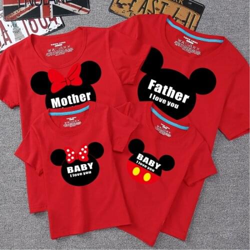 Disney Cartoon Spring /Summer Mickey Minnie Multicolor T-Shirt Parent-Child Cotton All-Match T-Shirt Family Matching Outfits