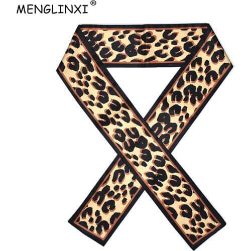 Leopard Print 2020 New Bag Becoration Silk Scarf For Women Luxury Brand Foulard Women Tie Fashion Head Scarves For Ladies