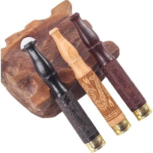 1pc Smoked Cigarette Holder Filter Solid Wood Carving Creative Gourd Mouth Pull Rod For 8mm & 5.2mm Cigarettes