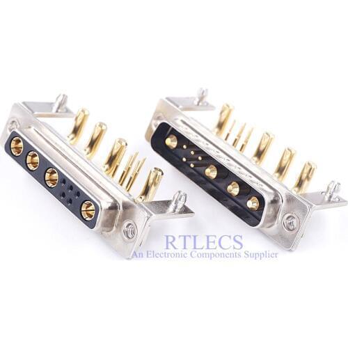 1 piece High Current 30 Amp Hybrid D-Sub Connector 9w4 Male Female 5+4 Power Mixed Contact Right Angle With Metal Bracket