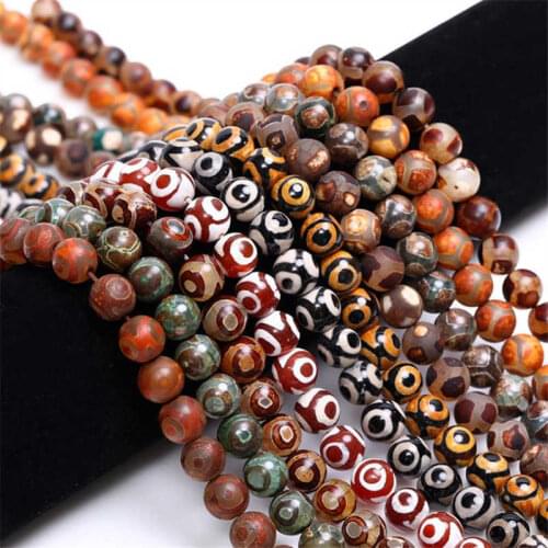 Tibet Dzi Three Eyes Dzi Real Natural Carnelian Beads Tibetan Round Dzi 8mm 10mm 12mm Stone Bead 10beads TSB0439