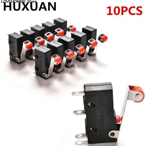 10pcs Roller Lever Arm PCB Terminals Micro Limit Normal Open/Close Switch KW12-3