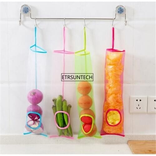 100pcs Kitchen Garbage Trash Storage Bag Onion Holder Vegetable Potato Hanging Mesh Fruit Ginger Organizer Food Saver