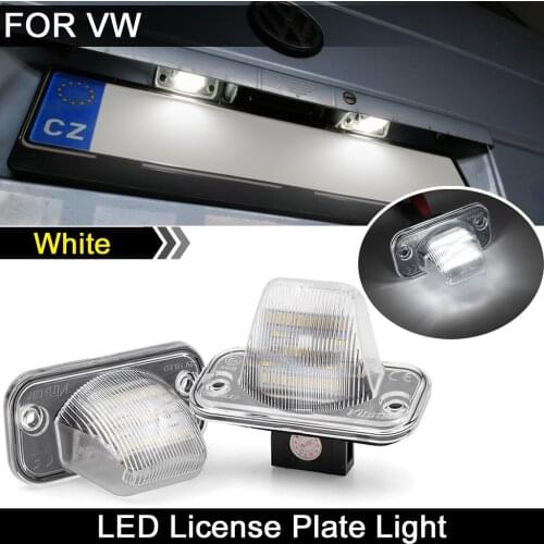 2PCS For VW T4 Transporter Campmob Passat Caddy Jetta Touran Transporter White LED License Plate Light Number Plate Lamp