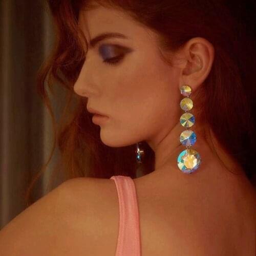 2Design Crystal Water Drop Dangle Earrings For Women Fashion Jewelry Party Show Ladys' Statement Earrings Hot Sale