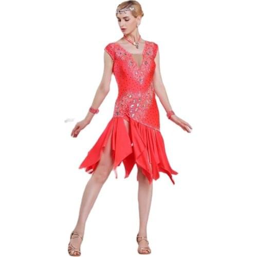 L-16188 The new Latin competition performance dress sexy leaf cloth dress adult female dance performance dress for sale