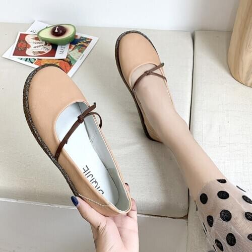 2020 Spring fashion Women Shoes Plus size Elastic band Slip on Ballerina Shoes Leather Flat Shoes Women Ballet Flats W33-22