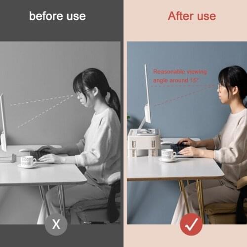 20CB Simple Houseware Desk Computer Monitor Stand Riser with Save Space 14Inch Ergonomic Shelf with 6 Angle Adjustable