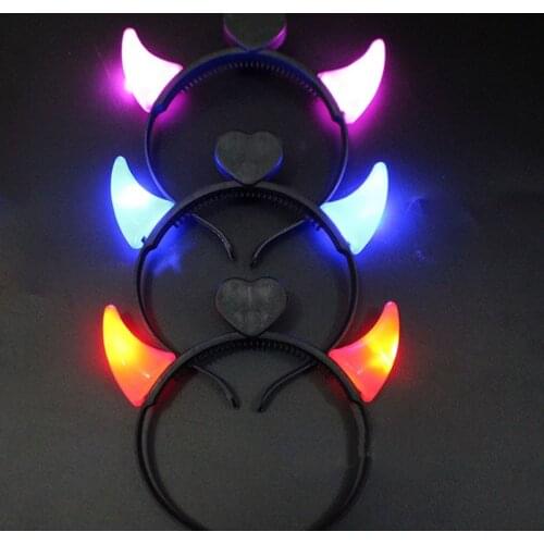 24pcs LED Flash Light Cute Fashion Little Devil Horn Headband Headdress Wedding Party Concert Bar Decoration Props Child Adult